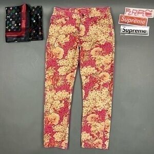 Supreme Floral Print Pants SS18 Pink Jeans Luxury NYC Designer Skater Streetwear